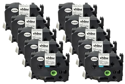 vhbw 10x Schriftband-Kassette kompatibel mit Brother P-Touch 9500 PC | 9200 PC, 9400, 9200 DX, 9700 PC Etiketten-Drucker 8m x 24mm Schwarz auf Weiß