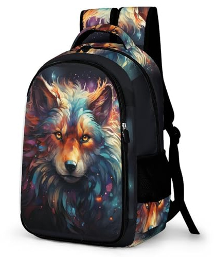 WCEECE Schulrucksack Jungen Teenager Personalisierter Tier Wolf Wölfe Schulranzen Wasserdichter Großer Rucksack Jugend,Kinderrucksack