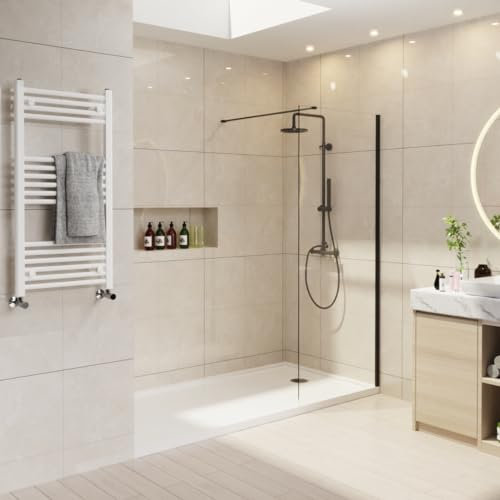 NRG 800 x 1950mm Matte Black Framed Wetroom Screen Wet Room Shower Enclosure Screen Panel