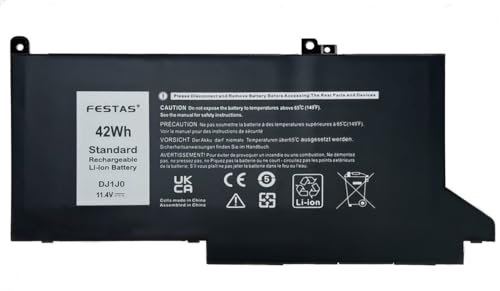 FESTAS 42Wh DJ1J0 Batterie Compatible avec Dell Latitude 12 7280 7290 E7280 E7290 13 7380 7390 E7380 E7390 14 7480 7490 E7480 E7490 Series Notebook 451-BBZL PGFX4 ONFOH Ordinateur PC Portable