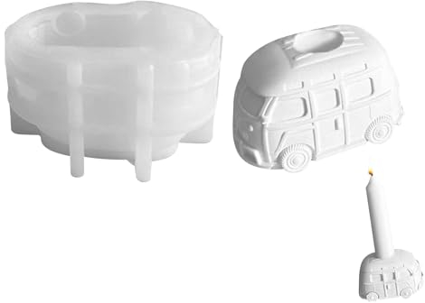 Silikonform Kerzenhalter Bus | Silikonformen Gießformen | Kerzenform | Seifenformen Silikon | Auto Form Giessform Silikon Für Deko | Geschenk Für Geburtstage Ostern Muttertag (Bus 1)