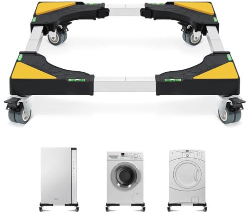 W B D WEIBIDA Mobile Roller with 4 Locking Wheels, Adjustable Furniture Dolly Mini Fridge Stand Appliance Dollys Cart Washer Pedestal for Portable Washing Machine, Dryer, Refrigerator