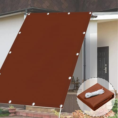 Sonnensegel Rechteck 2.5 x 6.5 m Imprägnierung 98% Uv-Schutz Sonnensegel Sonnenschutz Markise mit Befestigungsseile für Camping Schwimmbad Rasen, Rostrot