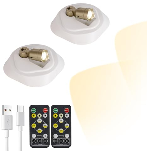VANLUDA led Wandleuchte Wandspot mit Schalter, Dimmbar Wandstrahler mit Fernbedienung Timer Deckenspots Beleuchtung für Dartscheibe Bilder Decke Küche Schrank Flur Gemälde