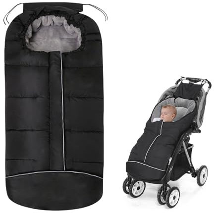 Liemuao Babynest, Fußsack, Cosy, Universal-Fußsack, für Kinderwagen, Winter, wasserdicht, Decke mit Reißverschluss, für Babyschale, Kinderwagen, Autositz, 102 cm (schwarz)
