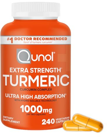 Qunol Turmeric Curcumin Supplement, 1000mg with Ultra High Absorption, for Joint Support, Extra Strength Capsules, 240 Count