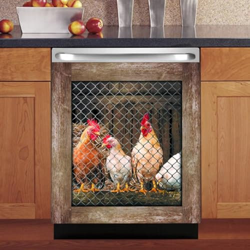 Kitchen Decor Huhn Geschirrspüler-Magnetabdeckung, Landhahn, Kühlschrankaufkleber, Bauernhaus, Kühlschrank, magnetische Aufkleber, Geschirrspüler-Abdeckung, Haustürverkleidung, Haushaltsgeräte,