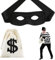 HSKRKOW 2 Stück Geldsack Und Einbrecher Maske Für Kinder & Erwachsene An Fasching & Karneval,Money Bag, Turnbeutel Dollar-Zeichen Symbol Geldsack,Panzerknacker Kostüm