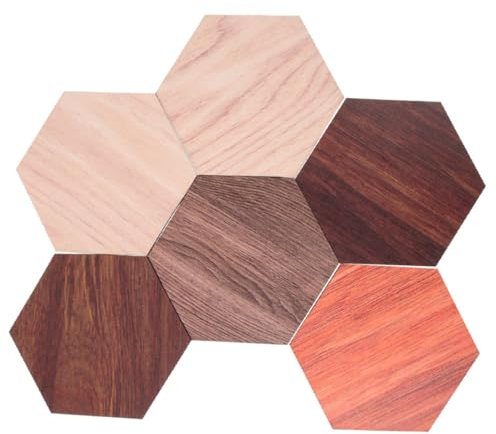 jojofuny 6 Stücke Holz Kunst Hexagon Design Holz Wandaufkleber Für Wohnzimmer Dekorative Aufkleber
