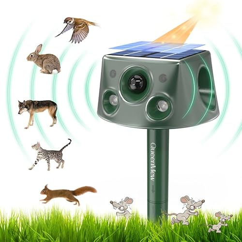 Katzenschreck für Garten, Katzenschreck Ultraschall Solar Doppelseitige Induktion, Garten Katzenabwehr Marderschreck Aufladung, Automatisch Katzen Tiervertreiber für Hunde, Tauben, Vögel, 3 Modi