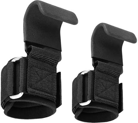 Leikefitness Weight Lifting Hooks for Men & Women (Pair) - 8mm Thick Wrist Padding - Lifting Grips for Powerlifting, Shrugs, Rows, Deadlifts - Pull-Up Hooks & Straps for Weightlifting & Gym Workouts