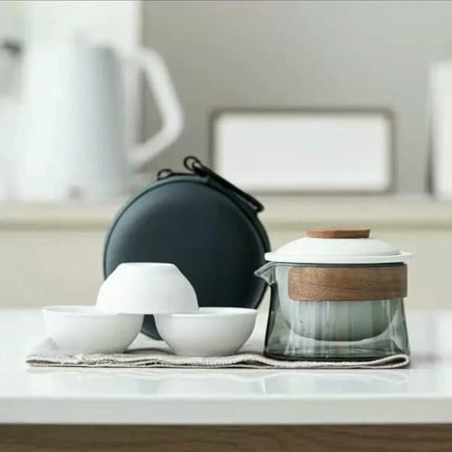 MEIFULLE 1 Bowl 3 Cup Zen Teapot and Tea Cup Set Kit Household Tea Making Travel Set Outdoor Portable Bag Chinese Tea Set Supplies