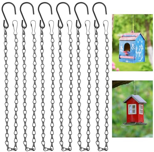 6 Pcs Chain and Hook for Hanging Plants Hanging Basket Chain Plant Hangers Outdoor Decorative Hanger, 23.23 Inch Metal Chains with Hooks Clips for Bird Feeders, Planters Indoor, Lanterns, Ornaments