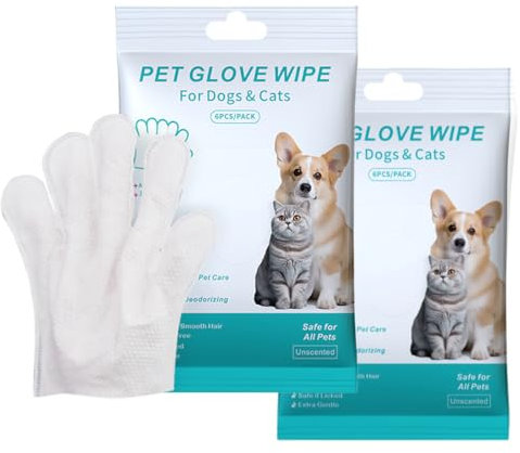 WeddHuis Toallitas de Limpieza para Mascotas Guantes de Lavado para Perros y Gatos (Cara, Orejas, Ojos, Patas) Cuidado Diario y Viajes Sin Enjuague