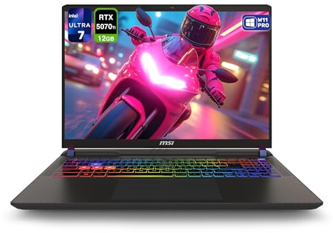 msi Vector 16 HX AI Gaming Laptop, Intel Ultra 7-255HX, 64 GB DDR5 RAM, 2 TB PCIe SSD, 16 FHD+ (1920x1200) 144Hz Display, Nvidia G-Force RTX 5070Ti, Tastiera retroilluminata, W11 Pro, Cosmo Gray