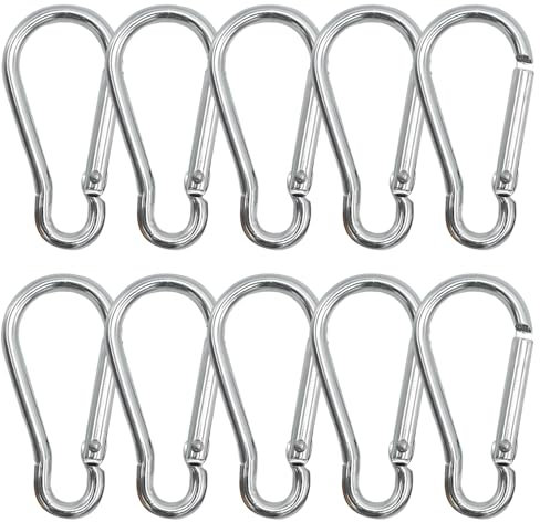 GeekerChip Set di 10 Moschettoni,Moschettone in Lega di Alluminio,76 * 6mm,Clip Gancio a Molla Fibbia Appesa,Portante sicuro 120 kg,per amache,campeggio,pesca,tende da sole