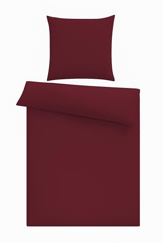 one-home Seersucker Bettwäsche 135x200 cm Unifarben Sommer Mikrofaser Bettbezüge kühlend, Größe:2 teilig 135x200 cm, Farbe:Bordeaux