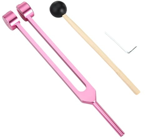 Jooehyer Healing Chakra 128 Hz Tuning Fork Set Aluminium Alloy Sound Therapy Bio-Acoustic Tunable for Colorful Adjustable Pink