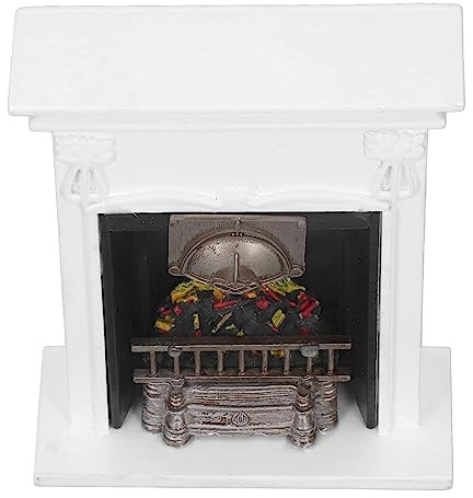 Hztyyier Chimenea de Casa de Muñecas 1:12, Juguete en Miniatura Decorativo Vívido y Detallado, Artesanía y Material Realista, Abedul/plástico, para Coleccionistas de Casas de Muñecas