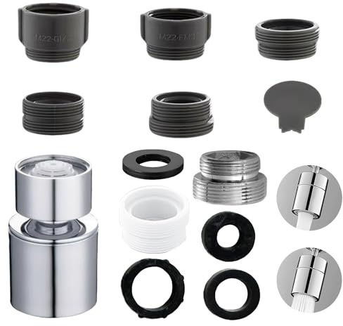 Dryxog Aeratore Include 6 Aeratore Rubinetto 2 Modalità di Acqua, Rompigetto Rubinetto Cucina Accessorio Facile Installazione, Filtri Rubinetti Lavandino Adatto per Bagni (Adattatore 18mm a 22mm）