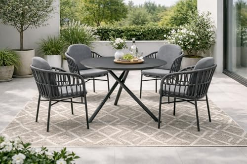 Destiny Sitzgruppe Como mit rundem Esstisch Barletta Ø110cm (4 Personen)