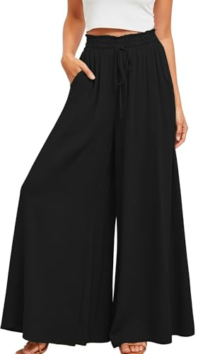 Neteson Pantalones Mujer Verano Ancho Pantalones de Pierna Ancha Fluido