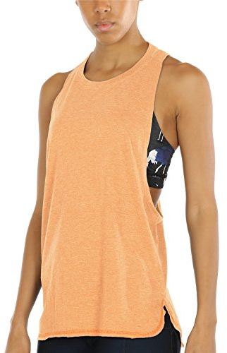icyzone Sport Tank Top Damen Locker - Yoga Fitness Shirt atmungsaktive Sport Tops (M, Pumpkin)