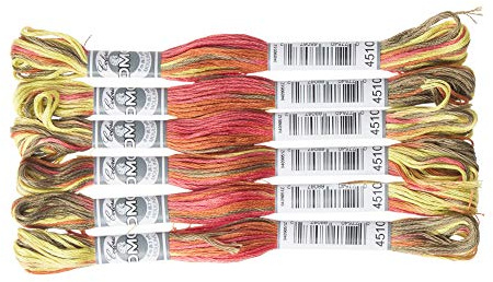 DMC 517-4510 Embroidery Floss Cotton 4510 Green/Red 8.8 Yards