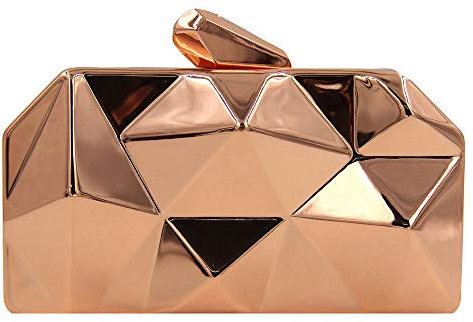 Meliya Womens Geometric Pattern Metal Handbag Diamond Evening Clutch Bags Mini Chain Cross-body Bags Purse