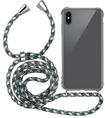 MyGadget Strap Case for Apple iPhone Xs Max - Crossbody Phone Cover - TPU Silicone Case with Neck Holder - Cord Lanyard Carrier with Rope in Black