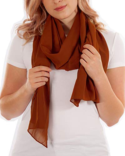 DOLCE ABBRACCIO by RiemTEX Schal Damen PRIMAVERA XXL Schals & Tücher in Braun Halstuch Pashmina aus Chiffon für Sommer Frühling Ganzjährig Tuch Damenschal Chiffontücher (Braun)