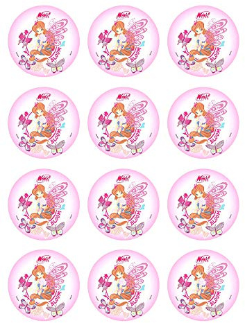 12 Muffinaufleger ca. 6 cm zum selbst ausschneiden, Cupcakes Muffinsbild Geburtstag Motiv: Winx Feen Elfen, Fondant 0532x