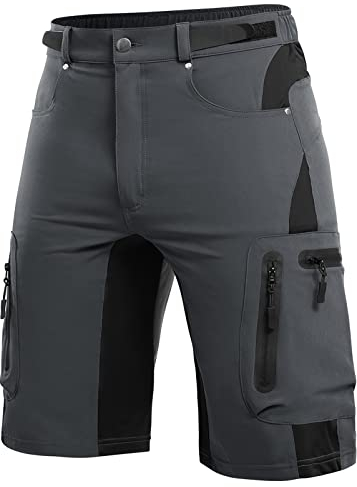 Cycorld Kurze Hosen Herren, Wanderhose Atmungsaktiv mit 6 Taschen Leichte Schneltrocknen Fahrradhose MTB Hose Radlerhose Manner Kurz Cargo Bermuda Shorts Treking Outdoorhose Sommer(Dunkelgrau,XXL)