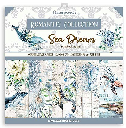 STAMPERIA INTERNATIONAL, KFT SBBL87 Stamperia Scrapbooking-Block, romantischer Meerestraum, mehrfarbig, 12 x 12 inches