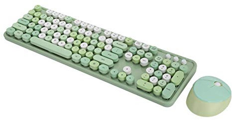PUSOKEI Wireless Keyboard and Mouse Sets, Retro Keyboard and Mouse Mice, Cute Keyboard with 104 Keys Desktop Cute Keyboard for Computer(green)