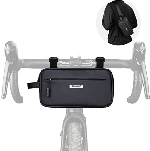 Multifunktional Fahrradtasche Lenkertasche Wasserdicht Rahmentasche Oberrohrtasche Umhängetasche Handtasche Bauchtasche für Mountainbike MTB Rennrad Handy Schlüssel Handschuhe Werkzeug (Schwarz)