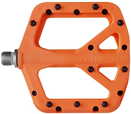 FIFTY-FIFTY Fahrradpedale, Nylon Composite MTB Pedale, rutschfest Mountainbike Pedale, 9/16 Zoll Flat Pedal MTB für All Mountain, Enduro, Downhill, E-Bike (Orange)