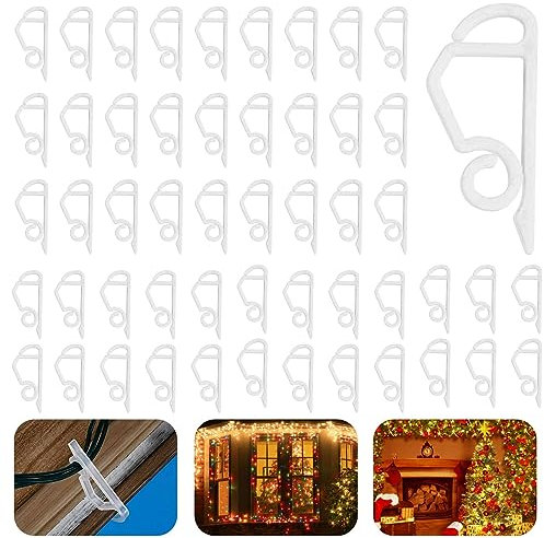 120 Stück Weihnacht Licht Clips, Lichterkette Hang Haken, Mini Dachrinne Haken, Weihnachten Mini Haken, Dachrinnenhaken für Lichterketten Weihnachten Außen Dekorativer Lichter Dachrinnenhaken