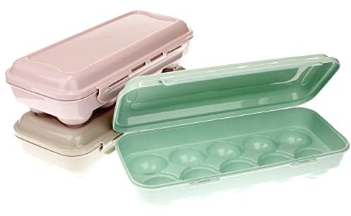 meberg PF114121 Eierbox für 10 Eier 3er Set Kunststoff BPA frei Eier-Transportbox stapelbare Eieraufbewahrung Aufbewahrungsbox Eierbehälter für Kühlschrank