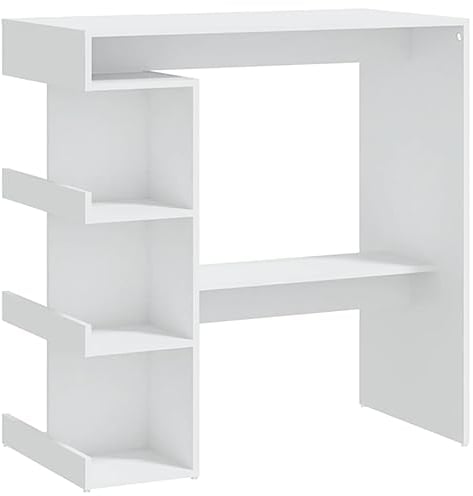 vidaXL Bartisch mit Regal Bartresen Stehtisch Tresentisch Bistrotisch Küchentisch Loungetisch Tisch Weiß 100x50x101,5cm Holzwerkstoff