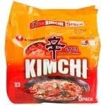 Nongshim Kimchi Ramyun 600 g (120 g x 5) (lot de 1) – Nouilles épicées traditionnelles instantanées de style coréen – Excellent pour les collations, les sautés, les soupes ou comme plat