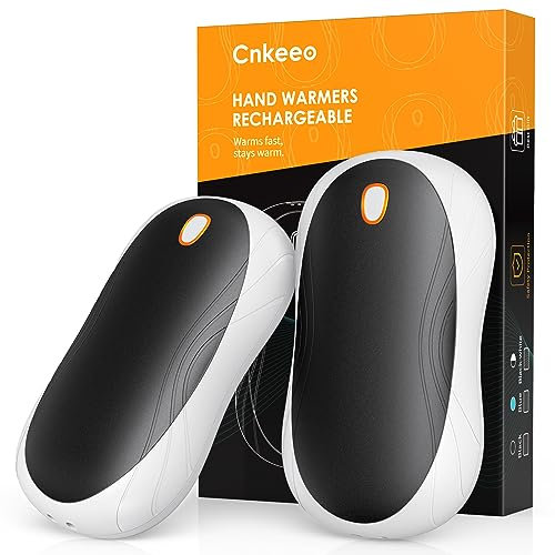 Handwärmer Elektrisch, Cnkeeo Split-Typ 2er-Pack Wiederaufladbar Tragbare Handwärmer, USB Taschenwärmer mit 3 Einstellbare Heizmodi, Geeignet für Outdoor-Sport, Schwarz-Weiß