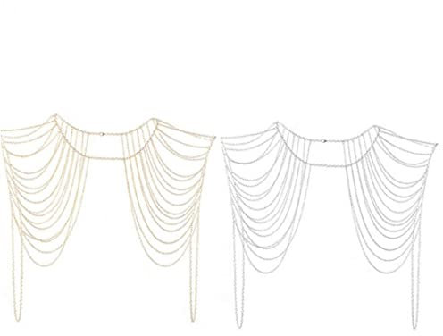 Fopytu Body Shoulder Chain Multilayered Tassels Link Harness Necklace Fashion Bra Jewelry for Women Girls