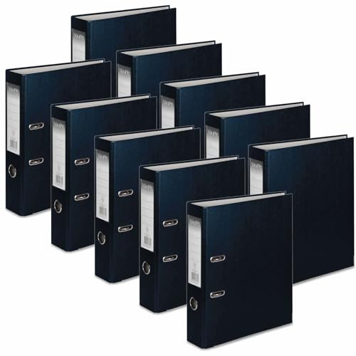 OFFICE CENTRE 10x Black A4 Large 75mm Lever Arch File Folder Metal Edge Strengthened Stationery Document Archive Paper Storage Office School Home Easy Filing System 15 Colour Coding Wide Spine