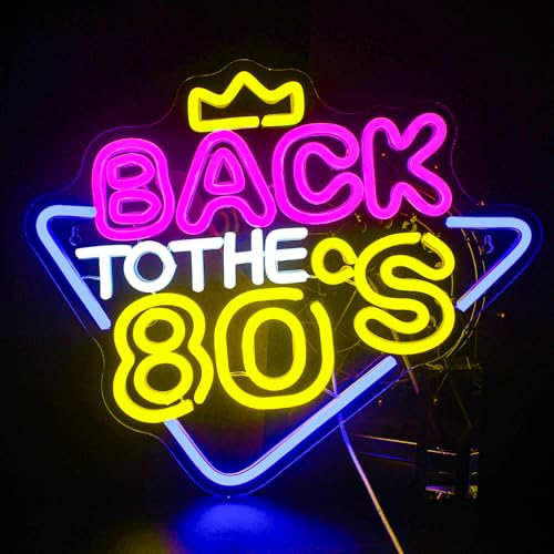 Looklight Back to The 80's Señal de neón Luz de neón LED para la decoración de fiestas de los 80 USB Corona carta luz de neón para dormitorio tienda cumpleaños fiesta hogar Bar regalos