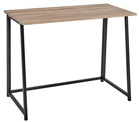 LOLAhome Escritorio Plegable Negro y Natural de Madera y Metal de 91x45x74 cm