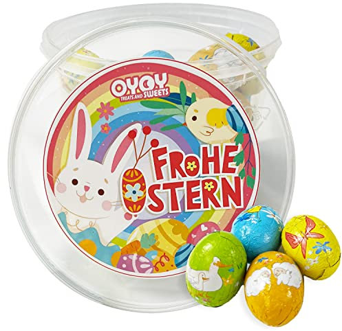 500g große bunte Ostereier aus Milchschokolade mit Haselnusscremefüllung I ca. 38 Stück I in Oster-Geschenkbox I Schokoladeneier I Ostersüßigkeiten I Osterschokolade