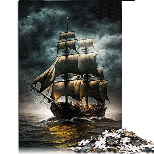 Puzzles für Erwachsene 1000 Teile Piratenschiff Puzzles für Kinder Holzpuzzles Spielzeug Intellektuelles Spiel (Größe 50x75cm)