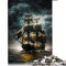 Puzzles für Erwachsene 1000 Teile Piratenschiff Puzzles für Kinder Holzpuzzles Spielzeug Intellektuelles Spiel (Größe 50x75cm)