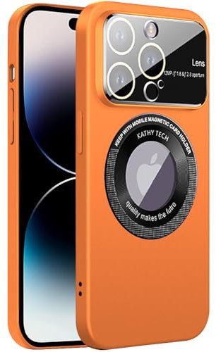 Rdyi6ba8 Magnetica Cover per iPhone 14 Pro Max 6,7 Pollici Supporta la Ricarica Wireless, Rigida PC Custodia con Protezione Fotocamera Frosted Ultra Slim Case per iPhone 14 Pro Max - Arancione